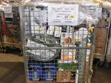 a cart that has a lot of items inside of it