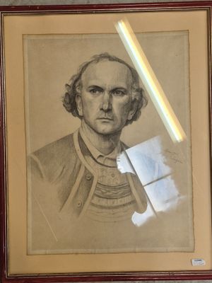 tableau représentant un homme tenant un couteau devant une fenêtre
