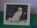 a card with a picture of a snowman and a snow man