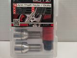 two screws and a nut in a plastic box