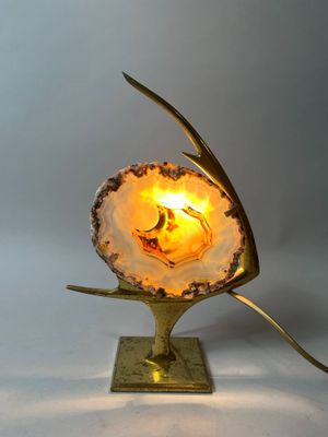 Marc RENAUT (XX) Lampe au réflecteur en agate du Brésil et à… - Photo 1