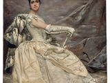une image d'un tableau représentant une femme en robe blanche
