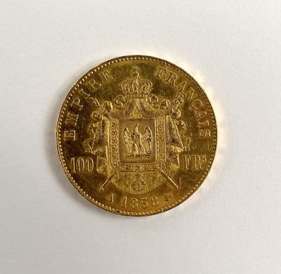 Pièce de 100 francs en or "Napoléon III, tête nue" 1858 A. - Photo 1