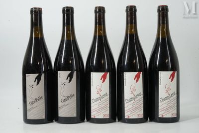 six bouteilles de vin sont alignées sur une table