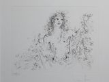 une image représentant le dessin d'une femme avec des fleurs dans les cheveux