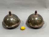 pair of antique silver plated serving dishes with domed lids