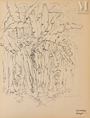 une image représentant un dessin d'un groupe d'arbres dans un champ