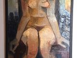 tableau représentant une femme nue assise sur une chaise dans une pièce