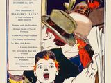 an advertisement for the sunday press featuring a woman in a hat and a man with a hat on