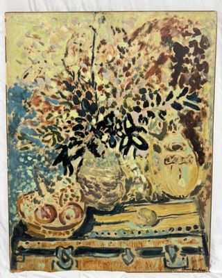Joseph STAMBOULIAN (1937) Nature morte à la coupe de fruits …