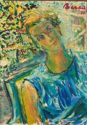 BEREA Dimitrie, 1908-1975, Jeune femme en terrasse, 1972, hu…