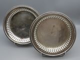 pair of silver plate with beaded rims on each side