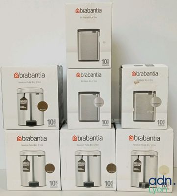 several boxes of appliances are stacked on top of each other