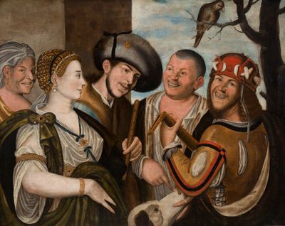 an image of a painting of a group of men and women