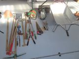 many tools that are on the counter in the kitchen