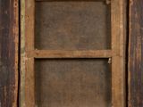 an old wooden window with a glass pane in it