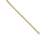 a yellow gold bracelet with a chain on a white background