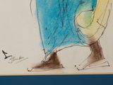 a drawing of a man sitting on a toilet