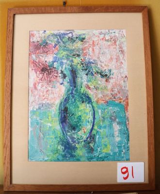 une image d'un tableau représentant un vase contenant des fleurs