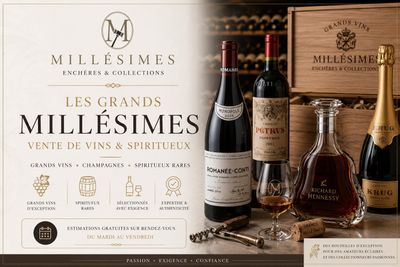 Des bouteilles de vin sont posées sur une table devant un casier à vin