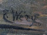 an image of a painting of a man in a boat on the water
