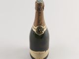 an old bottle of champagne on a white background
