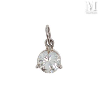 Pendentif diamant Pendentif en or gris 18K (750°/°°) orné d'… - Photo 1