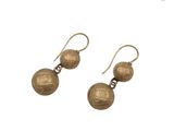 boucles d'oreilles en laiton plaqué or, composées de deux boules et d'une chaîne