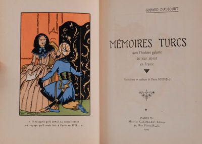 an open book with a picture of a woman and a man sitting on a couch
