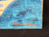 a picture of a painting of a boat on the water