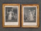 two framed pictures of a couple of people in a room