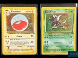 two pokemon cards are shown side by side on a black background