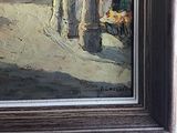 a picture of a painting of a street scene in a frame