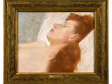an image of a painting of a woman laying down on a bed