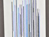 abstract painting of a line of blue and purple lines on a white background