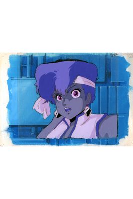 an image of a picture of a girl with blue hair and purple hair