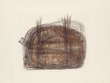 a drawing of a piece of bread on a table