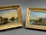 pair of 19th century oil paintings of a country scene