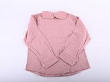 the shirt is pink and has a collared collar