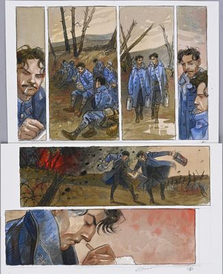 une image tirée d'une bande dessinée représentant un homme en uniforme bleu