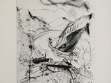 une image d'un dessin en noir et blanc d'un oiseau sur une branche
