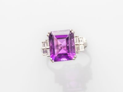 an amethorate and diamond ring