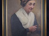 portrait d'une femme coiffée d'un turban, devant un chevalet de peinture