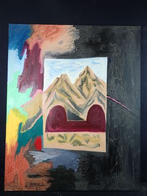 a picture of a painting on a black surface