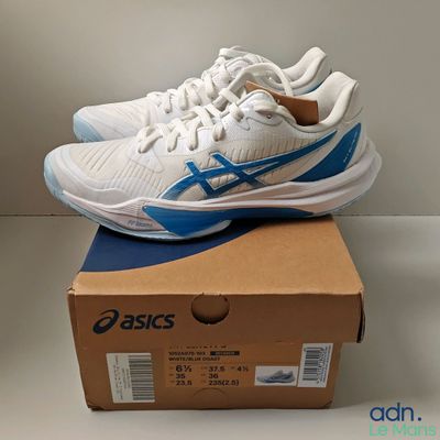 asics gel - solution speed 3 women ' s tennis shoe - white / blue