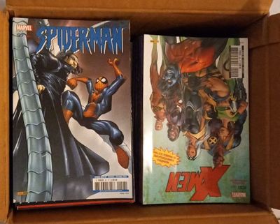 spider - man and the new x - men comic books in a cardboard box
