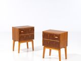 paire de tables de chevet danoises du milieu du siècle, en teck et noyer, années 1960