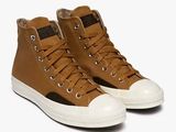 Baskets montantes Converse All Star en cuir, couleur marron