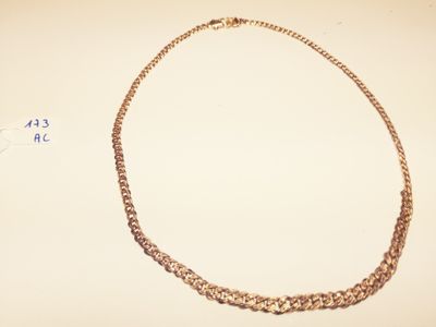 gold plated chain necklace with a clasp on a white background