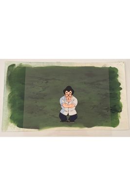 a painting of a woman sitting on the ground